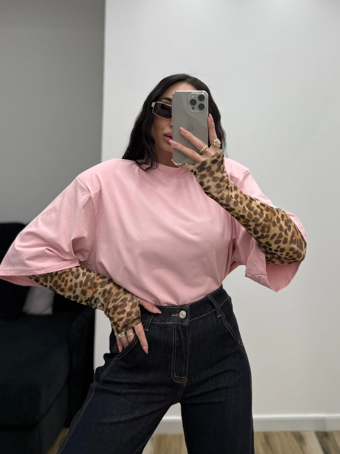 T-SHIRT ANIMALIER ROSA