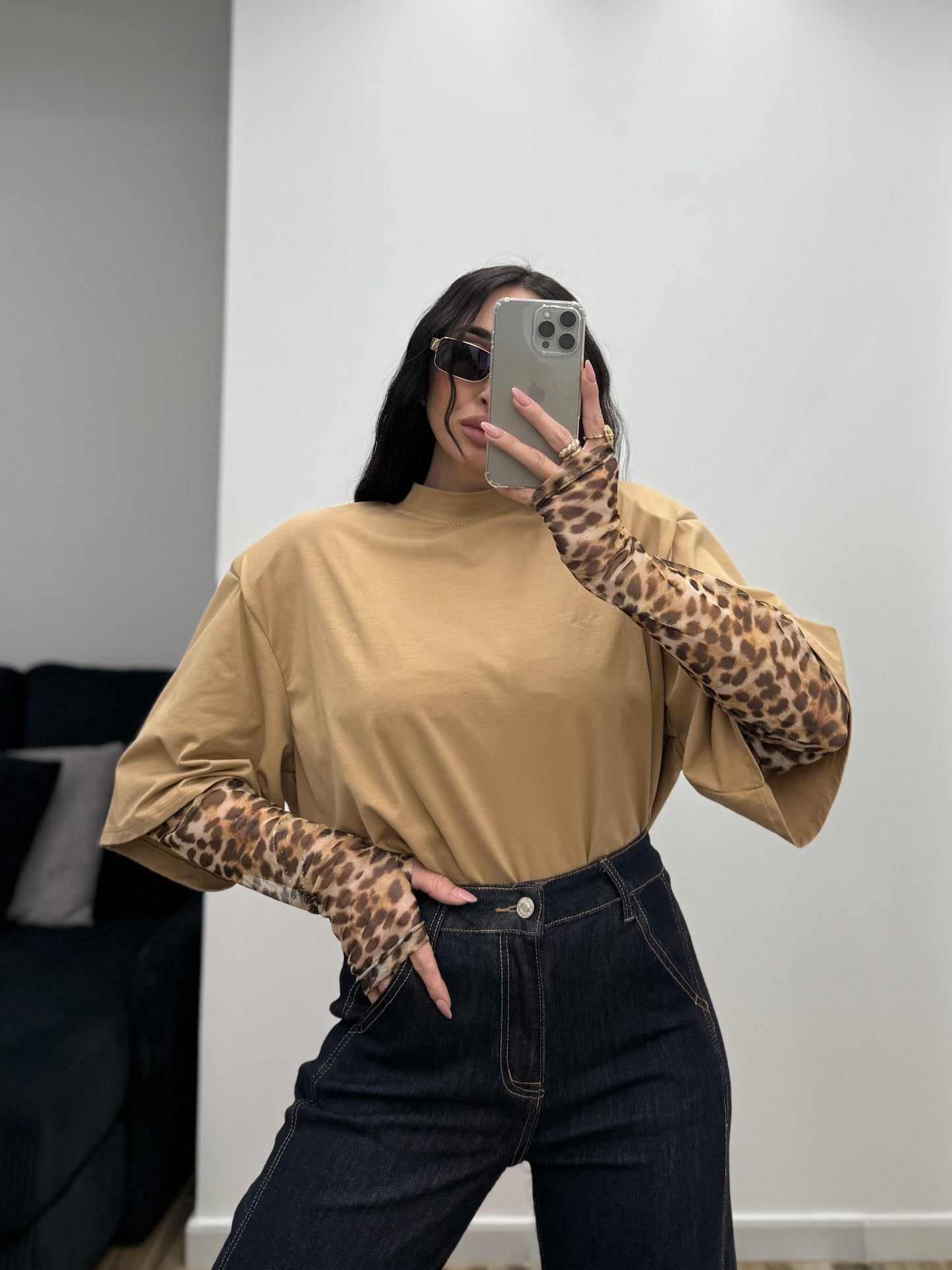 T-SHIRT ANIMALIER BEIGE