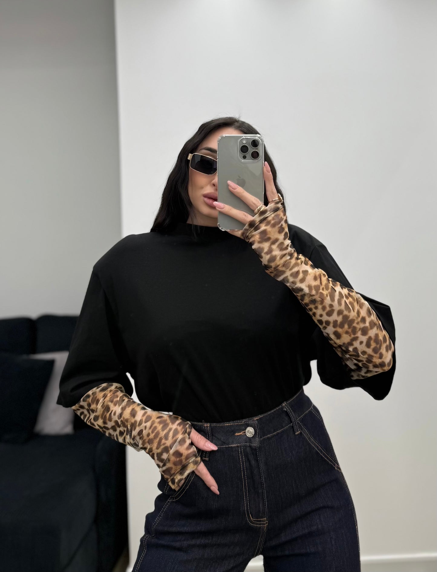 T-SHIRT ANIMALIER NERO