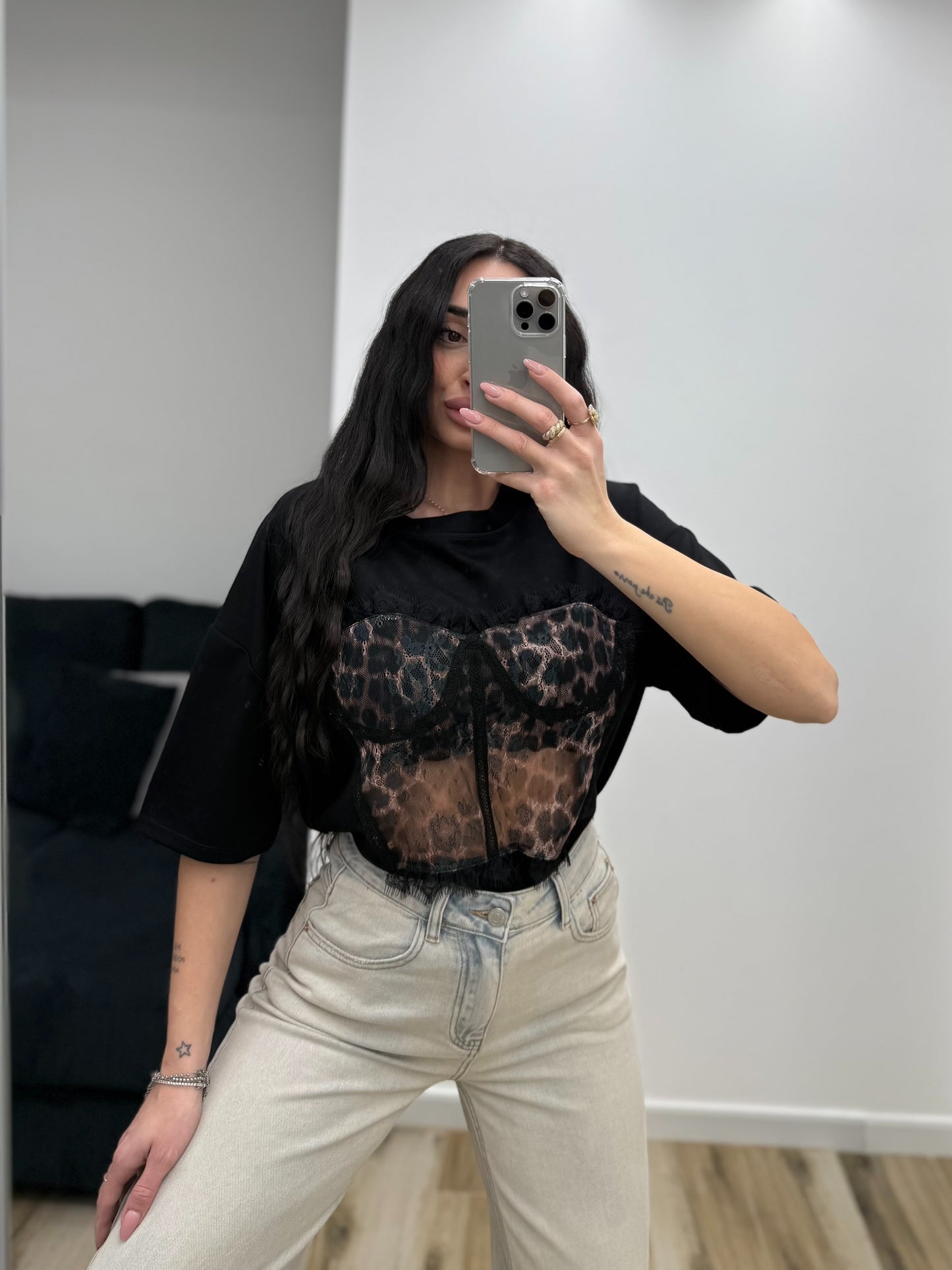 T-SHIRT BUSTIER NERO