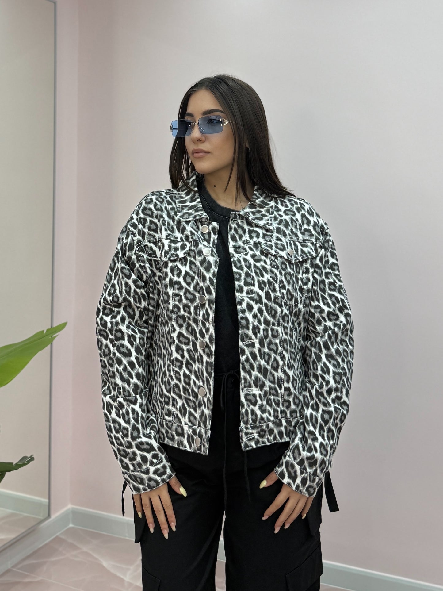 GIACCA IN DENIM ANIMALIER