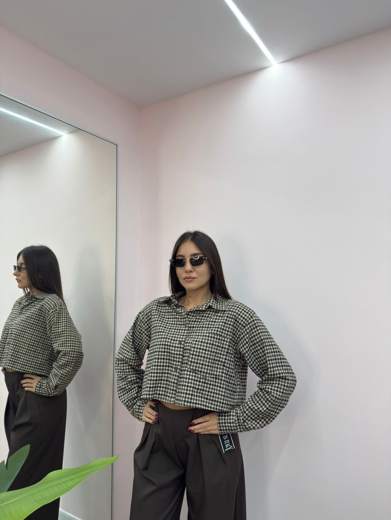 CAMICIA CROP QUADRETTI