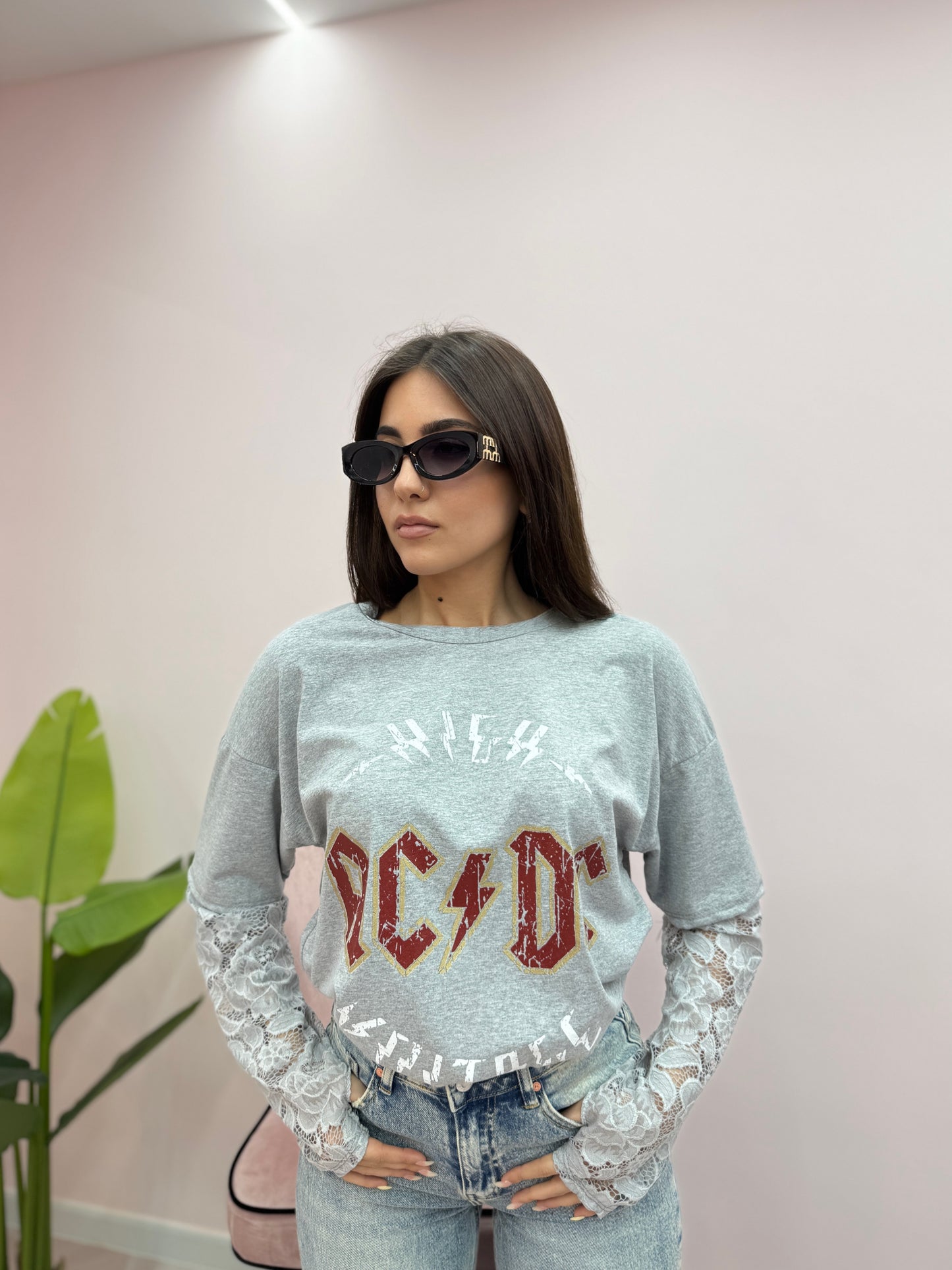 MAGLIA ACDC MANICA IN PIZZO
