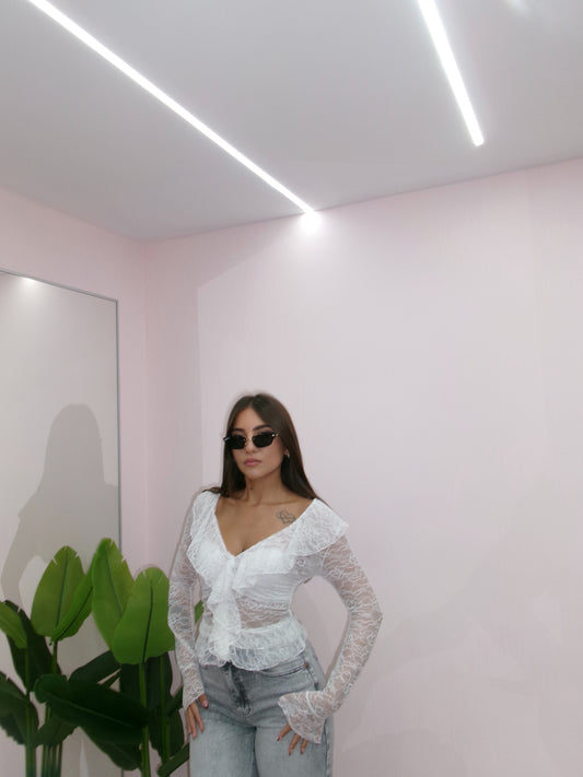MAGLIA IN PIZZO BIANCA
