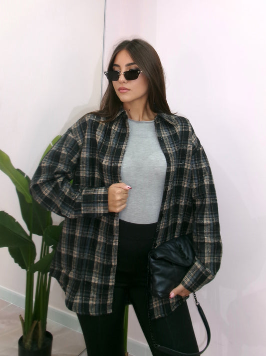 CAMICIA A QUADRI NERA