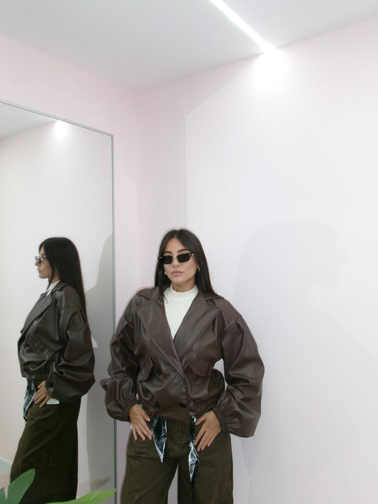 BOMBER IN ECOPELLE MARRONE
