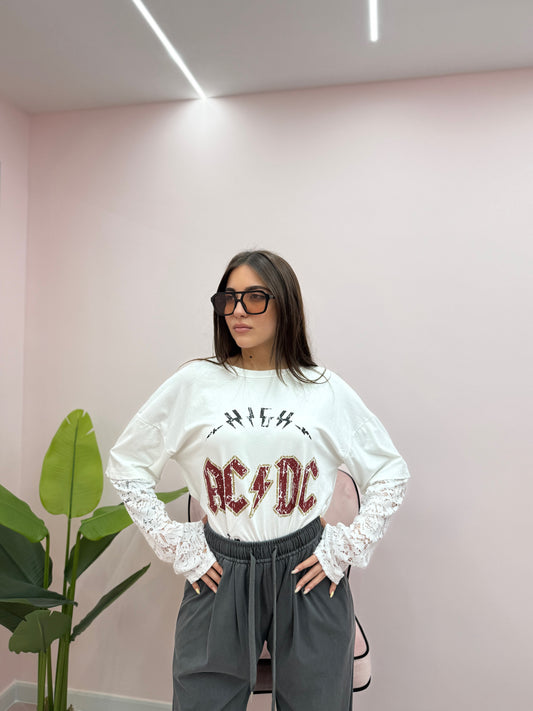 MAGLIA ACDC MANICA IN PIZZO