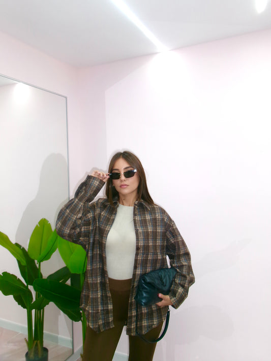 CAMICIA A QUADRI MARRONE