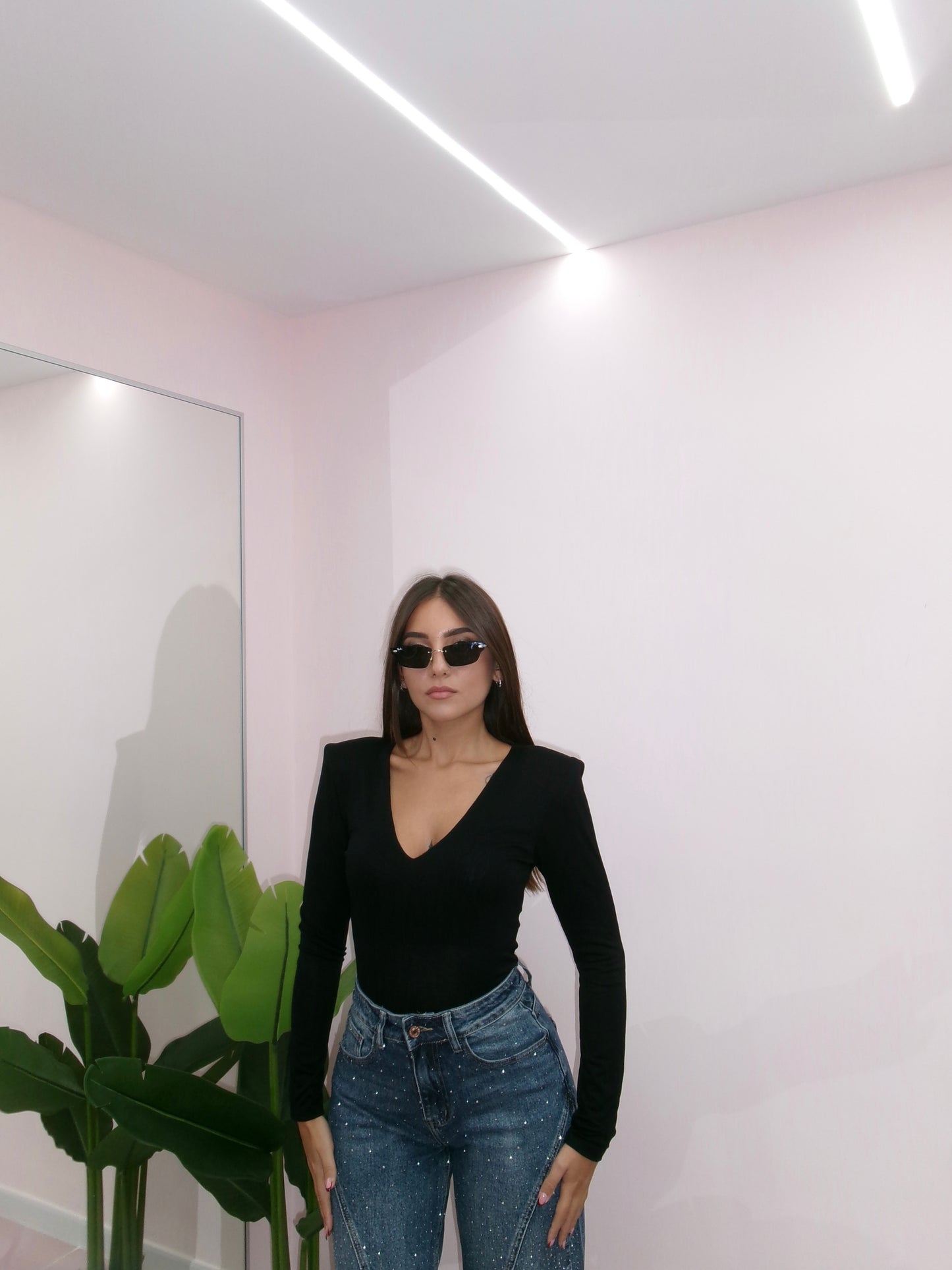 BODY CON SPALLINE NERO