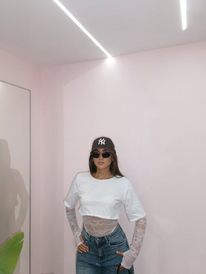 SHIRT CROP CON BODY IN PIZZO