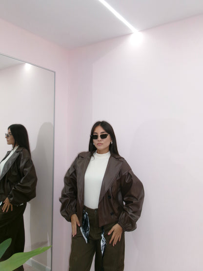 BOMBER IN ECOPELLE MARRONE