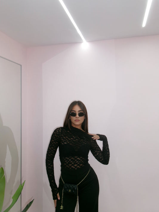 MAGLIA KIM IN PIZZO NERO